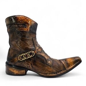 Fiesso By Aurelio‎ Garcia Leather Pointed Cap Toe Boots Mens 6 Western Steampunk